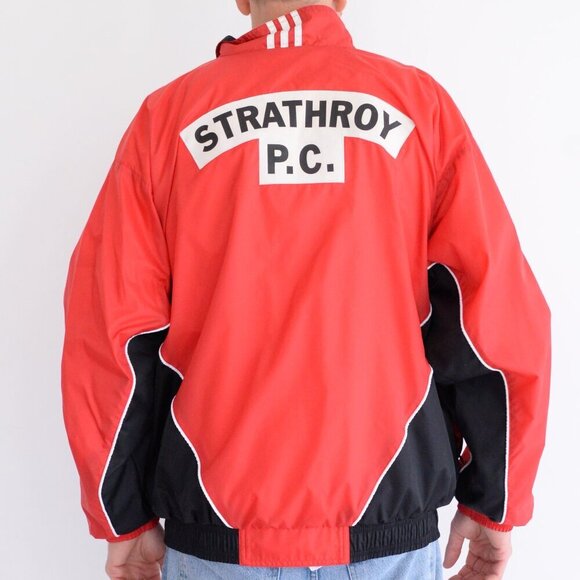 Vintage 90S Adidas Team Red Black Strathroy Pc Portugal Soccer Club Large - Picture 3 of 12